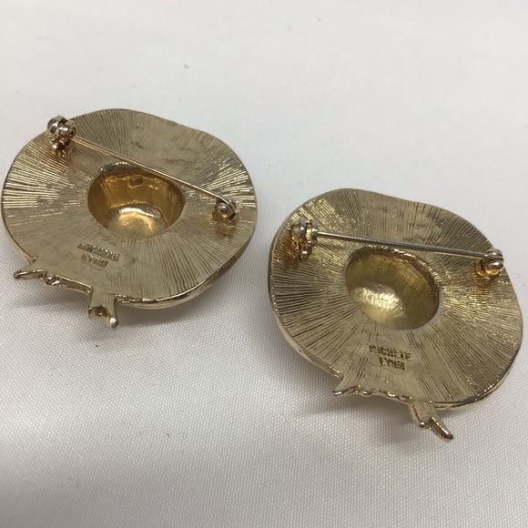 Sunhat garden brooches pr cottagecore vintage signed Michele Lynn spring summer - Picture 9 of 14